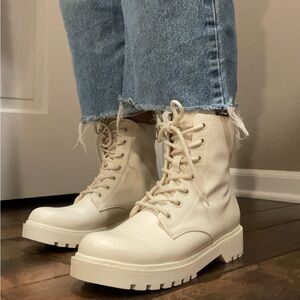 H&M cream combat boots